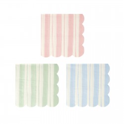16 Petites serviettes 3 coloris - Rayures Blanches 