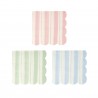 16 Petites serviettes 3 coloris - Rayures Blanches 