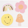 16 Serviettes - Happy icons ( smile, arc en ciel, champi et fleur)