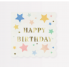 16 petites serviettes - Happy birthday Stars Colorées