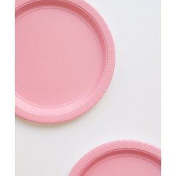  8 assiettes en carton - rose clair