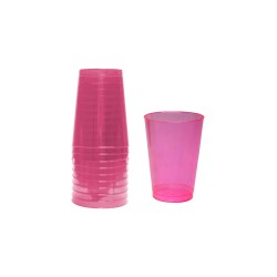 25 gobelets en plastique - rose fluo