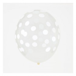 5 ballons imprimés confettis - blanc