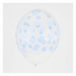  5 ballons imprimés confettis - Bleu clair