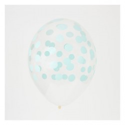  5 ballons imprimés confettis - Vert aqua
