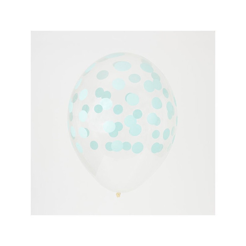 5 ballons imprimés confettis - Vert aqua - Happy Family