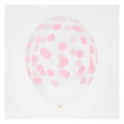 5 ballons imprimés confettis - Rose
