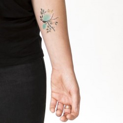 Tattoo éphémère - Lot de 2 - Botanical Robin