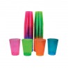 50 gobelets en plastique - 4 couleurs Fluo