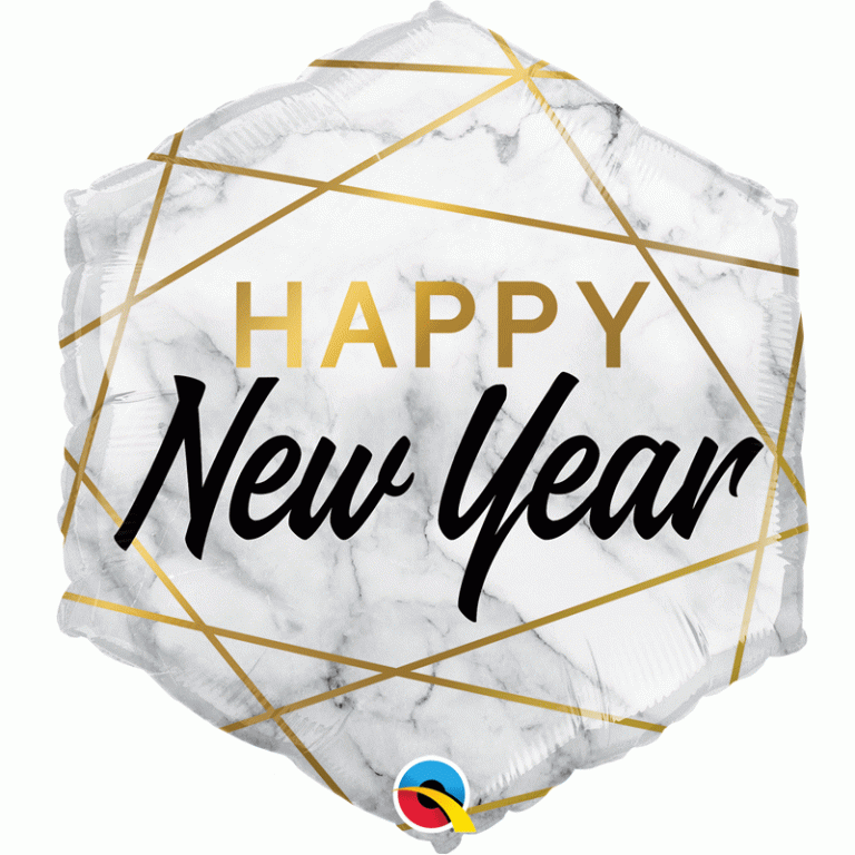 Ballon aluminium - Happy New year Marbre